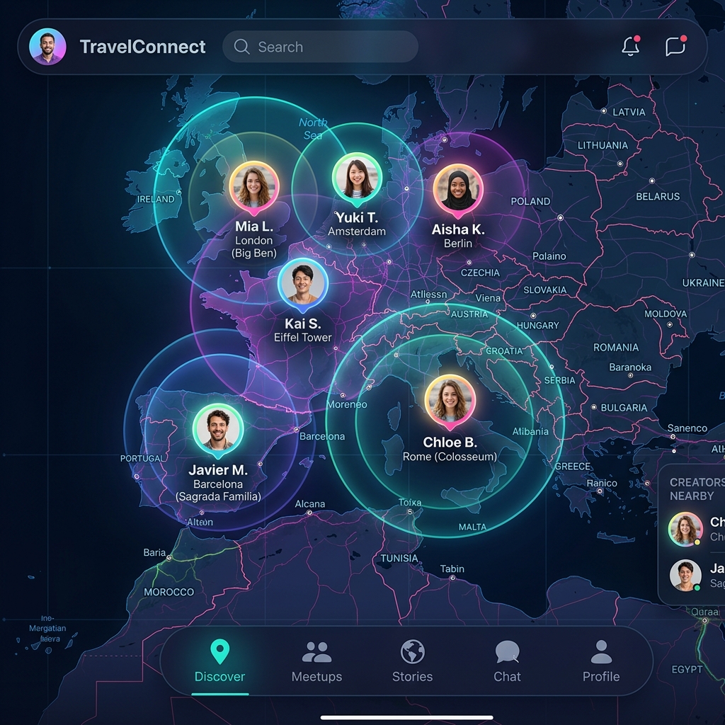 Dynamic Map Interface with Creator Avatars
